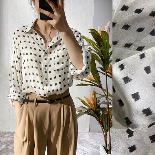 1 Meter White small checkered silk Jianhong crepe fabric 16 mm 138 width