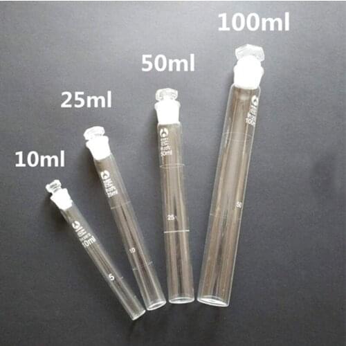 10ml 25ml 50ml 100ml Color Comparison Tubes Colorimetric Cylinder Pipettes With Stoppers,10pcs for each