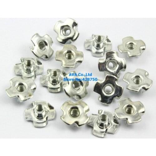 100 Pieces Metric M4 T Nuts Zinc Plated TEE Nuts 4 Prongs