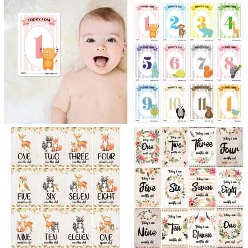 12 Sheet Baby Monthly Milestone Cards Birth to 12 Months Photo Moment Cards Unisex Boys Girls Photo Keepsake Landmark