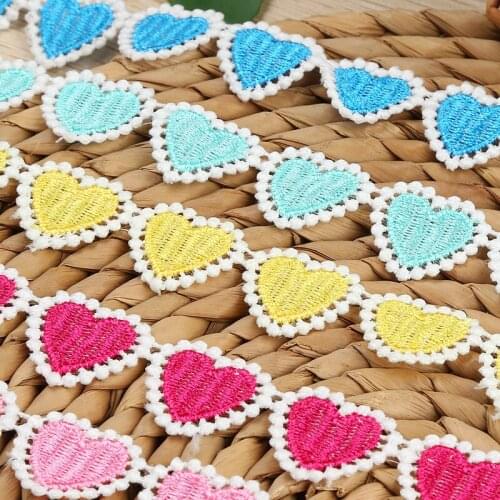 40Yards Handmade Lace Trim Patchwork Material White Pink Red Heart Lace Ribbon Appliques DIY Garment Sewing Accessories