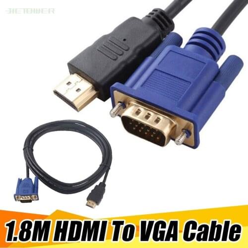50pcs/lot Factory Price Hot Selling 1.8 M HDMI Cable HDMI To VGA 1080P HD With Audio Adapter Cable HDMI TO VGA Cable