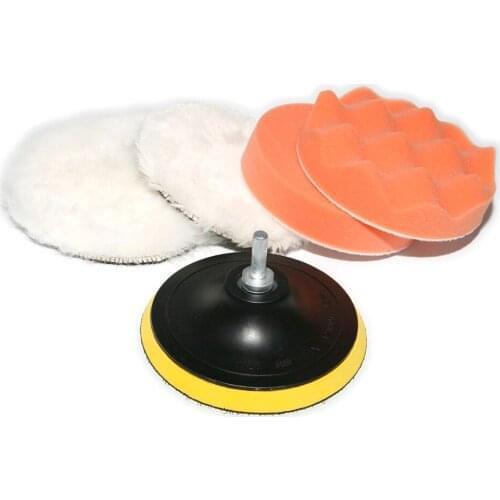 6pcs Diameter 4'' Buffing Pad Auto Car Polishing Pad Kit Buffer Drill Adapter For Car Polisher Buffing Cleaning