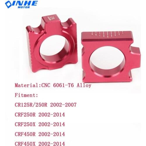 CNC Aluminum Rear Chain Adjuster Axle Blocks For CR125/250R CRF250R/250X 450R/450X Dirt Bike Motortcycle Motocross