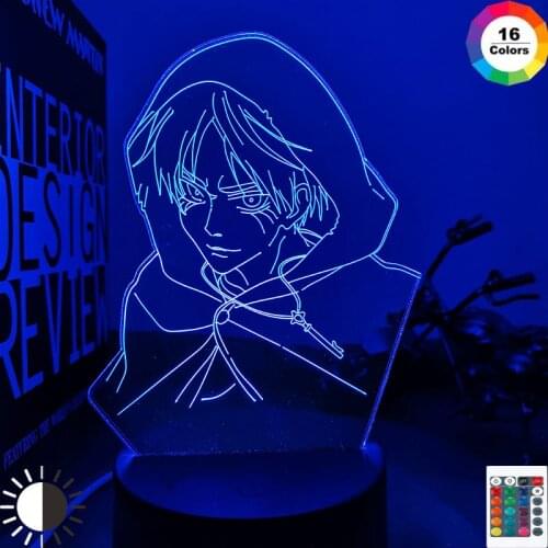 Anime 3d Lamp Attack on Titan Eren Yeager for Bedroom Decoration Light Kids Gift Attack on Titan LED Night Light Eren