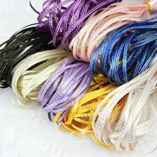 10 Yards 3mm 1/8" Gold Edge Satin Ribbon Christmas Party Wedding Decoration Team Bride Gift Wrapping Packaging Silk fitas ruban