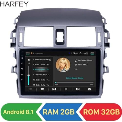 Harfey Android 8.1 2GB RAM 9inch 2din car GPS Radio For 2007 2008 2009 2010 Toyota OLD Corolla Bluetooth Music Stereo