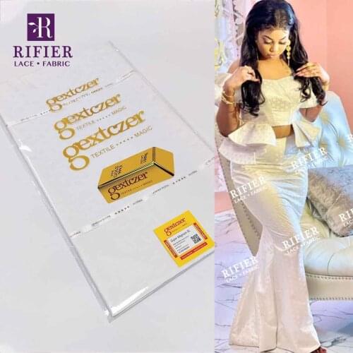 White Latest Printed Bazin Riche Fabric For Men Or Women Daily Clothing Shiny Basin Riche Brocade Skin Friendly Lace Materials