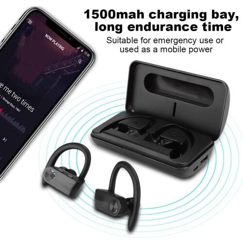 AWEI T22 Bluetooth 5.0 Earphones Wireless In-ear Earbud Earphones Protable Stereo Sports Headset with 1500mAh Charging Box