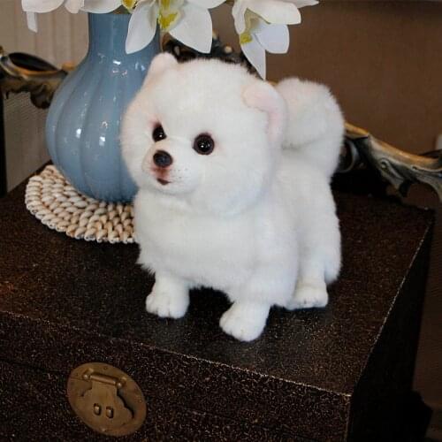 Baby Plush Toy Simulation Pomeranian Samoyed Pure White Dog Stuffed Animal Toy Super Realistic Dog Toy Home Decor Pet Child Gift