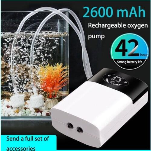 Dual-Purpose Oxygen Pump Practical USB Charging Portable Exhaust Air Stone Ultra Silent Air Compressor for Fish Tank Aquarium