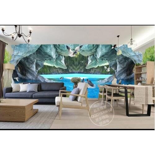 Custom mural 3d wall mural on the wall Balcony with beautiful sea view dolphin home decor photo wallpaper for living room
