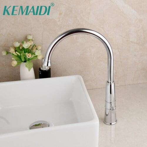 KEMAIDI Chrome Tall Basin Sink Faucet Slim Bathroom Washbasin Water Mixer Tap Hot Cold Water Basin Crane Tap Bathroom Tap