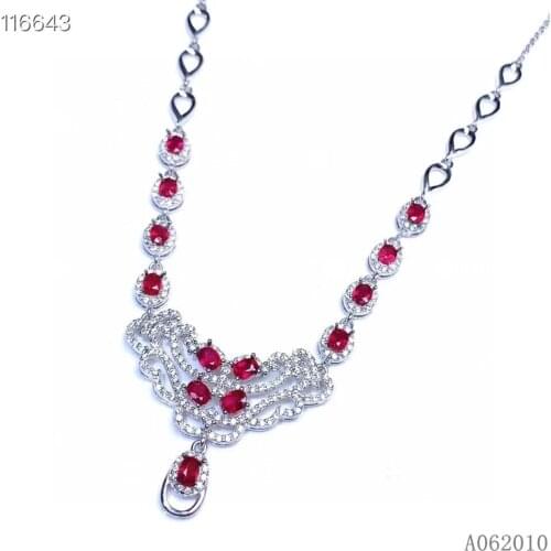 KJJEAXCMY fine jewelry 925 Sterling Silver inlaid natural ruby fashion girl Pendant Necklace support test