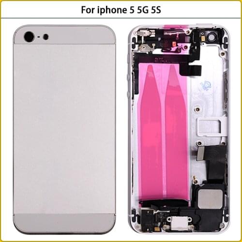 For iphone 5 Battery Cover Door Back Cover Middle Frame Chassis Replacement For iphone 5S Rear Housing Case With Part Flex Cable