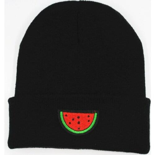 LDSLYJR Cotton Red watermelon embroidery Thicken knitted hat winter warm hat Skullies cap beanie hat for men and women 130