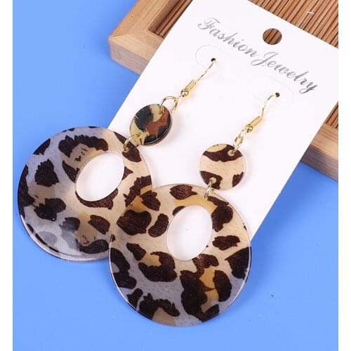 Leopard long earrings fashion jewelry acrylic pendant punk statement geometry aretes de mujer accesorios mujer gold earrings