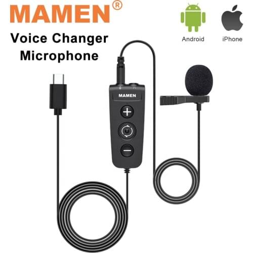 MAMEN Voice Changer Mic Type-C Plug Lavalier Microphone with 6 Sound Effects for Android iOS Smartphones Vlog Singing Recording