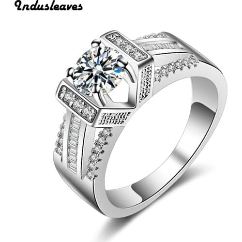 Indusleaves Fashion Jewelry New Ring for Women Female Rotatable V Style Round Zirconia Rings Party Gift