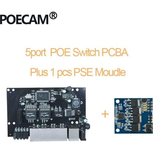 5 Port POE Switch Module IEEE802.3af USB Hub 960P/1080P HD Ip Camera NVR Mini PC Buletooth wifi LED Optional With power adapter