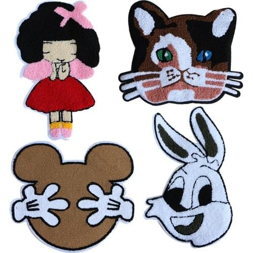 Cartoon Decorative Patch Mouse Rabbit Girl Cat icon Embroidered Applique Patches For DIY Iron on Badges on clothes,backpack