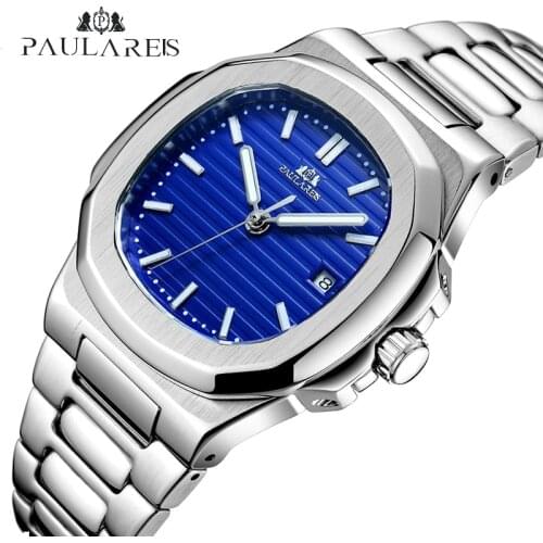 Mens Automatic Mechanical Watches Casual Fashion Stainless Steel Strap Waterproof Luminous Watches Top Brand Luxury Watches Men