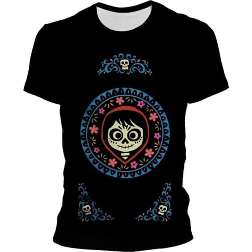 Coco Animation T-shirt Men Punk Rock Skull T-shirts 3d Print Boy Girl Kids T-shirt Vintage Men Clothing Summer Tops Plus Size