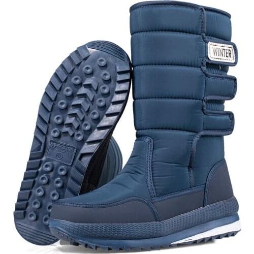 Men Winter Boots 2021 New Warm Plush Sow Boots Men Winter Shoes Hook&loop No-slip Platform Male botas hombre