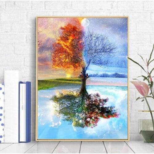 DIY Scenery Paint By Numbers Spring Summer Autumn Winter Seasons Landscape HandPainted Oil Painting Drawing on Canvas Home Decor