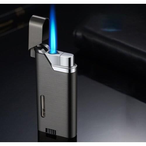 New simple jet visible transom metal blue flame gas butane lighter smoking windproof pipe high temperature resistant ceramic