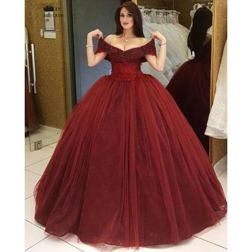New Arrival Off The Shoulder Ball Gown Sexy Evening Dresses 2020 Buyuk Beden Abiye Full Beading Formal Dress Vestito Da Sera