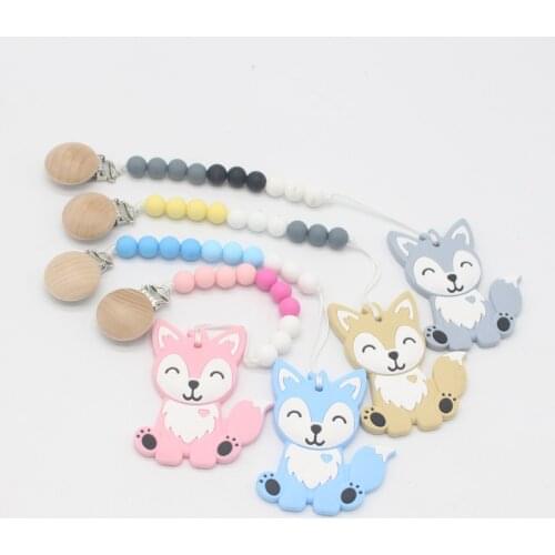 New Silicone Beads Simple Style Pacifier Chain Baby Teether Anti-drop Chain Set Beech Clip Anti-drop Chain