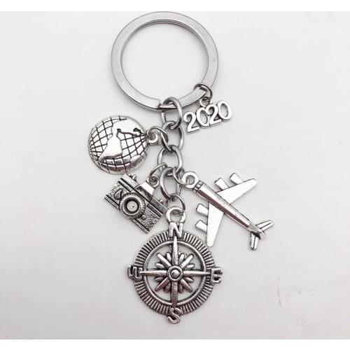 New 2020 Compass Camera Keychain Friendship Best Friends Airplane Earth Jewelry Keychain