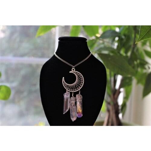Crystal Moon Necklace - Reserved for Crystal Pillar Charms Necklace for Women Fashion Jewelry Creative Gift