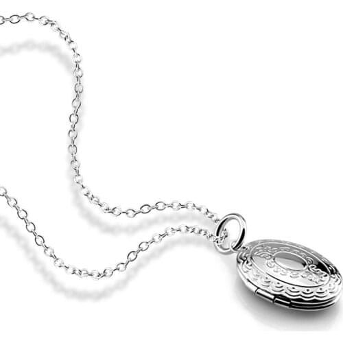 Oval frame necklace Cute Oval Shell Photo Box Pendant Necklace Charms Locket Necklaces Women Men Fashion Memorial 925 Jewelry