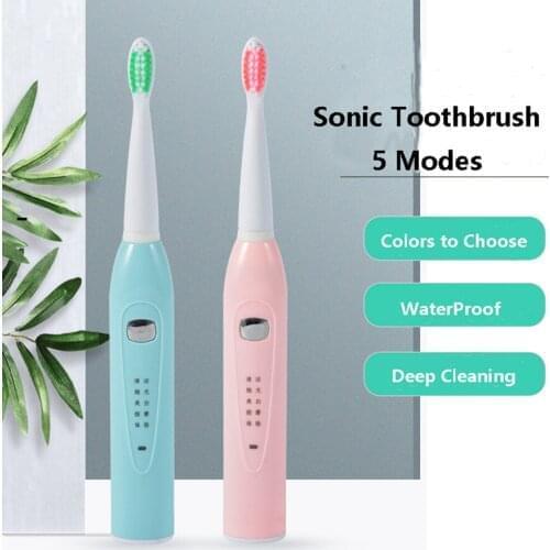 Recharger Automatic Sonic Electric Toothbrush With 4pcs Replace Adult Toothbrush Heads Automatico ECO USB Charging 5 Models