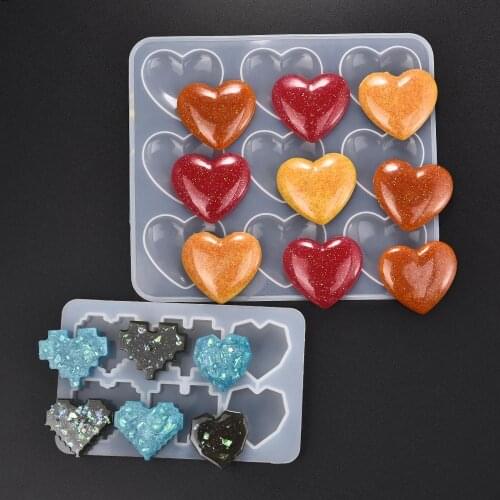 Pixel Heart Shape Silicone Mold UV Epoxy Resin Jewelry Making Moulds DIY Jewelry Pendants Resin Mold Jewelry Making Tools