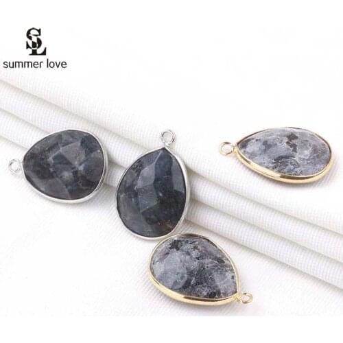 2021 New Natural Black Stone Charm For Handmade Jewelry Making 5PCS Waterdrop Pendant Fit DIY Necklace Earring Accessories