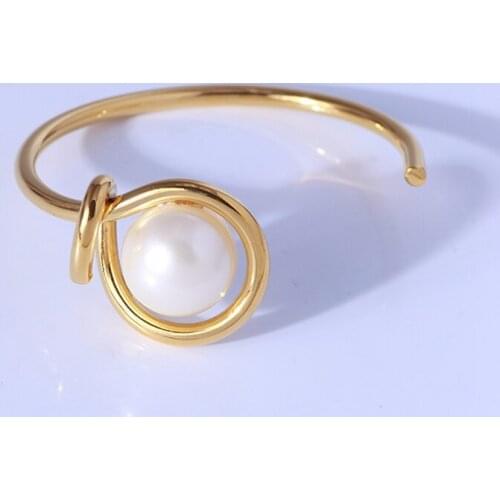 Simple and personalized knot line inlay large pearl opening Adjustable Bracelet