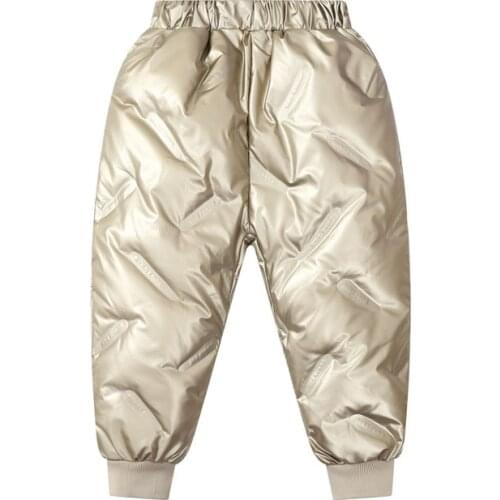 Boys Down Pants Kids Teens No-wash Gloss Pants 2021 Winter Toddler Warm Thicken Trousers Children Clothing Baby Girls Down Pants