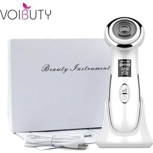 Radio Frequency Wrinkle Remover EMS Microcurrent Face Lifting Tighten Massager Heating Cool Shrink Pore Skin Clean Beauty Device