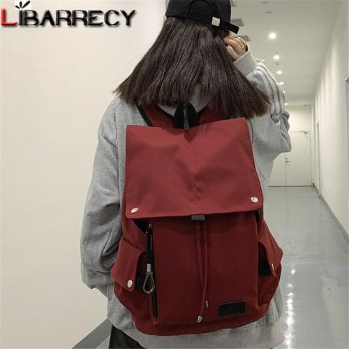 Luxury Designer Solid Color Ladies Backpack Youth Anti-theft School Bag High Quality Nylon Womens School Backpack Bolso Mujer