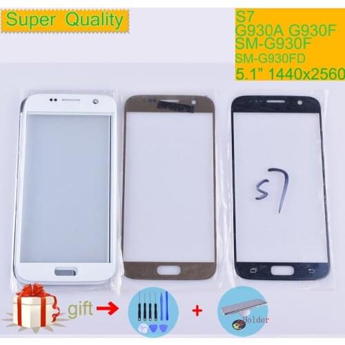 S7 For Samsung Galaxy S7 G930 G930F SM-G930F SM-G930FD Touch Screen Front Glass Panel TouchScreen Outer Glass Lens NO LCD
