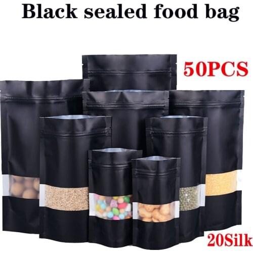 Snack bag dry fruit bag bead grain bag cosmetic food packaging heat seal bag black aluminum foil zip lock reusable seal bag