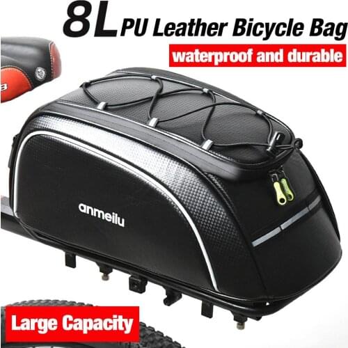8L Bike Pannier Bag PU Waterproof Large Capacity Bike Scooter Motorcycles Trunk Bag Bicycle Tail Bags Bike Equipment