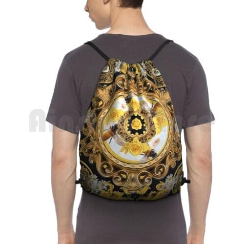 Yellow Rose And Bees Vintage Kitsch Baroque Scarf Iphone Case Digital Bag Print Designed By Mysticladyart Outdoor Hiking