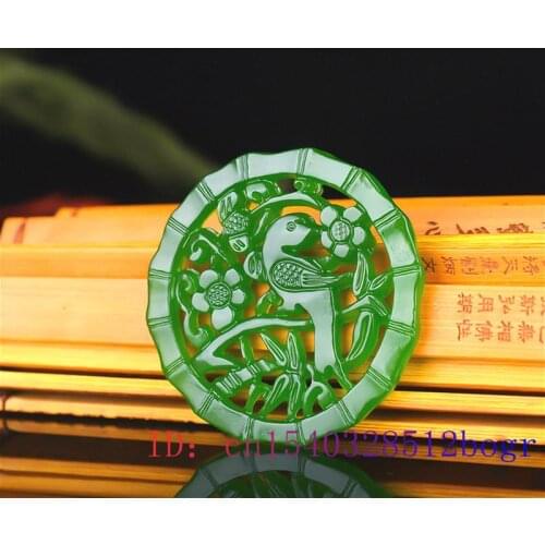 Green Jade bird Pendant Jewelry Gifts Necklace Natural Double-sided Women Fashion Chinese Carved Charm Amulet