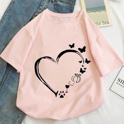 Love Graphic Print T-shirt Women Harajuku Aesthetic Pink Top Casual Streetwear Tshirt 2021 New Summer Fashion Y2k Female T Shirt