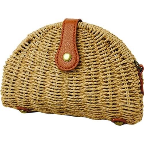 Woman Straw Shoulder Bag Semi-Circle Wallet Casual Handbag Beach Travel Crossbody Bags Best Sale-WT Best Sale-WT