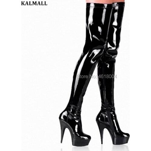 KALMALL Polar Dancer Fetish Overknee Boots Women Platform High Heels Motorcycle Long Boots Party Shoes